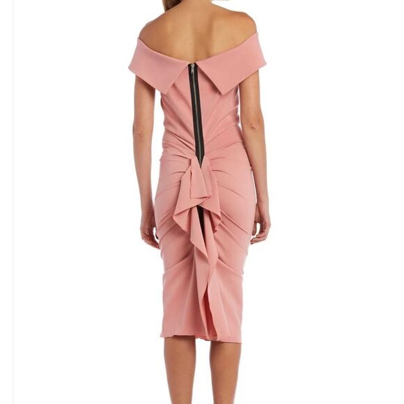 ISSUE NEW YORK Off Shoulder RUFFLE BACK EXPOSED ZIPPER DRESS dress size S - Picture 14 of 15